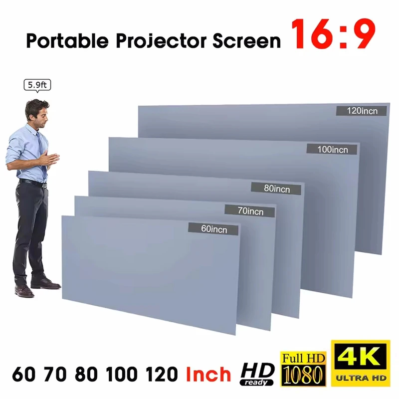 Projector Screen 100 Inch - Anti-Light Portable Projector Screen Simple Curtain