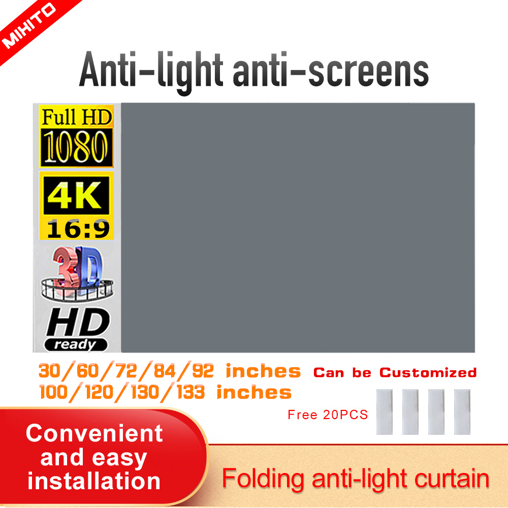 Projector Screen 100 Inch - MIXITO Projector Screen Simple 16:9 Anti-Light