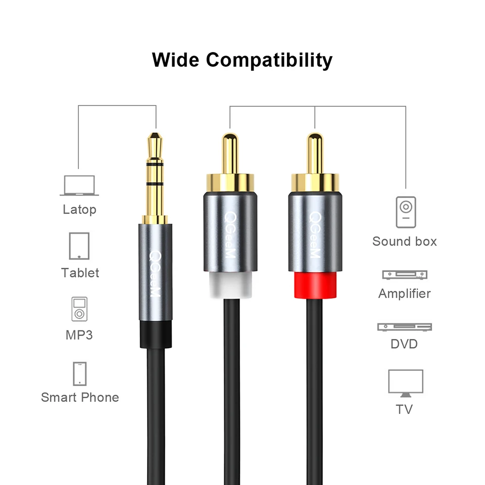 QGeeM RCA Cable 2RCA to 3.5 Au - Home Cinema Idea recension och pris