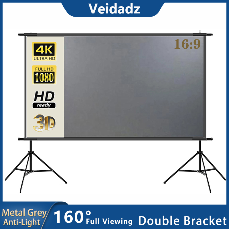 VEIDADZ Projector Screen With  - Projector Screen 100 Inch recension och pris