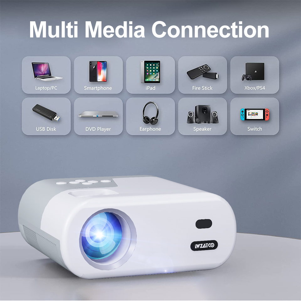 WZATCO DP02W Mini Projectors W - Projector Screen 100 Inch recension och pris